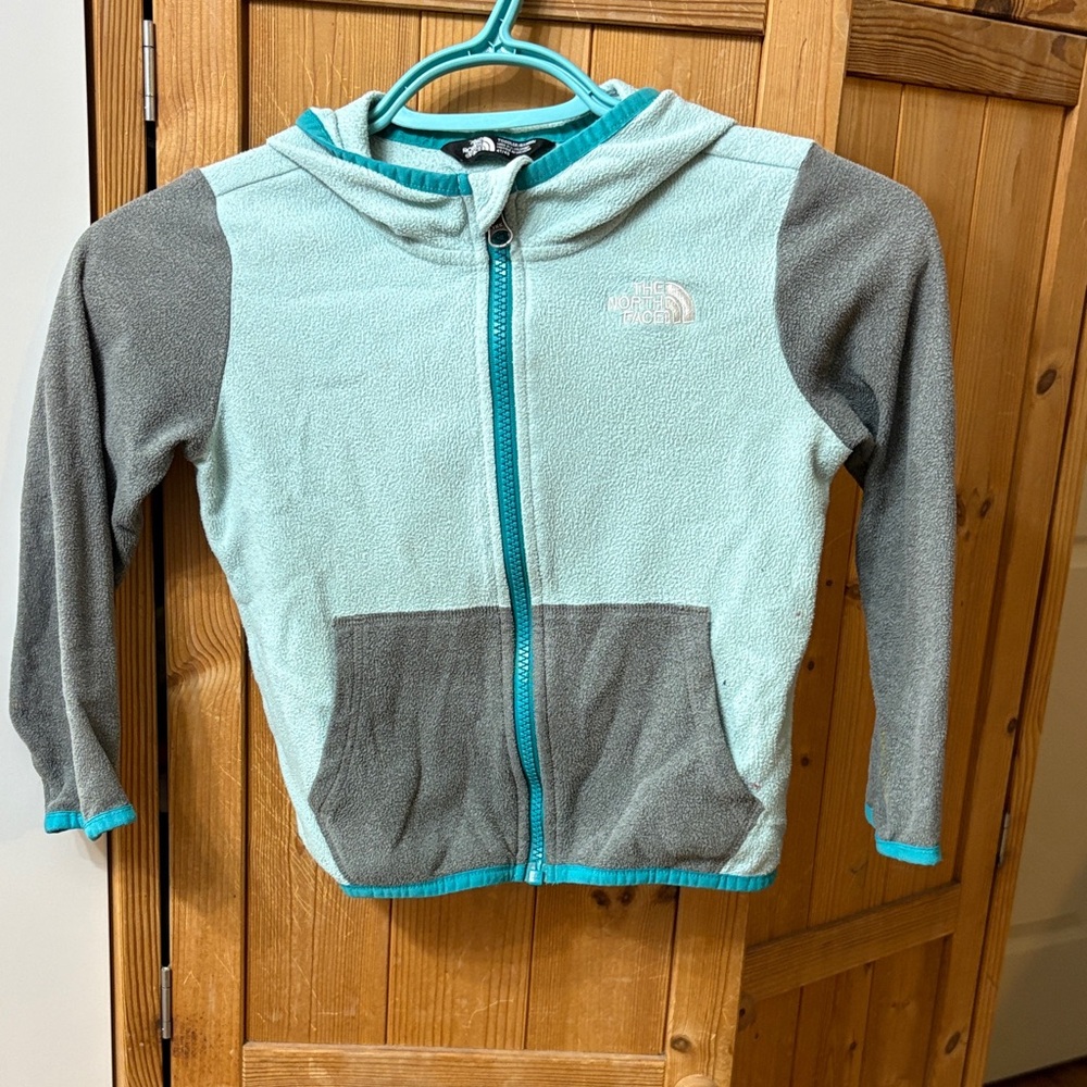 The North Face Kids' Aqua and Gray Zip-Up Hoodie
